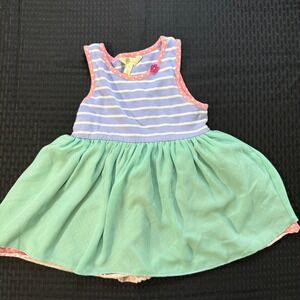 Matilda Jane "Simon Says" Striped Polka Dot Chiffon Overlay Dress Size 6